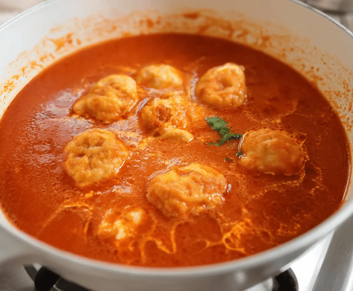 Tomato Soup with Cheese Dumplings