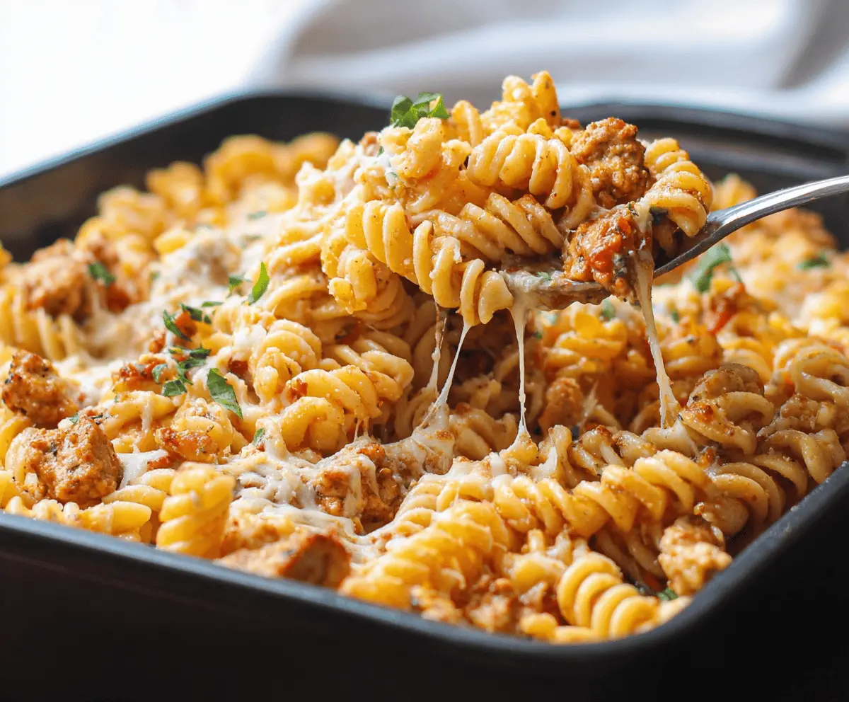 Creamy cheesy ground turkey pasta served in a bowl, showcasing a comforting and easy-to-make dinner recipe with melted cheese and cooked pasta