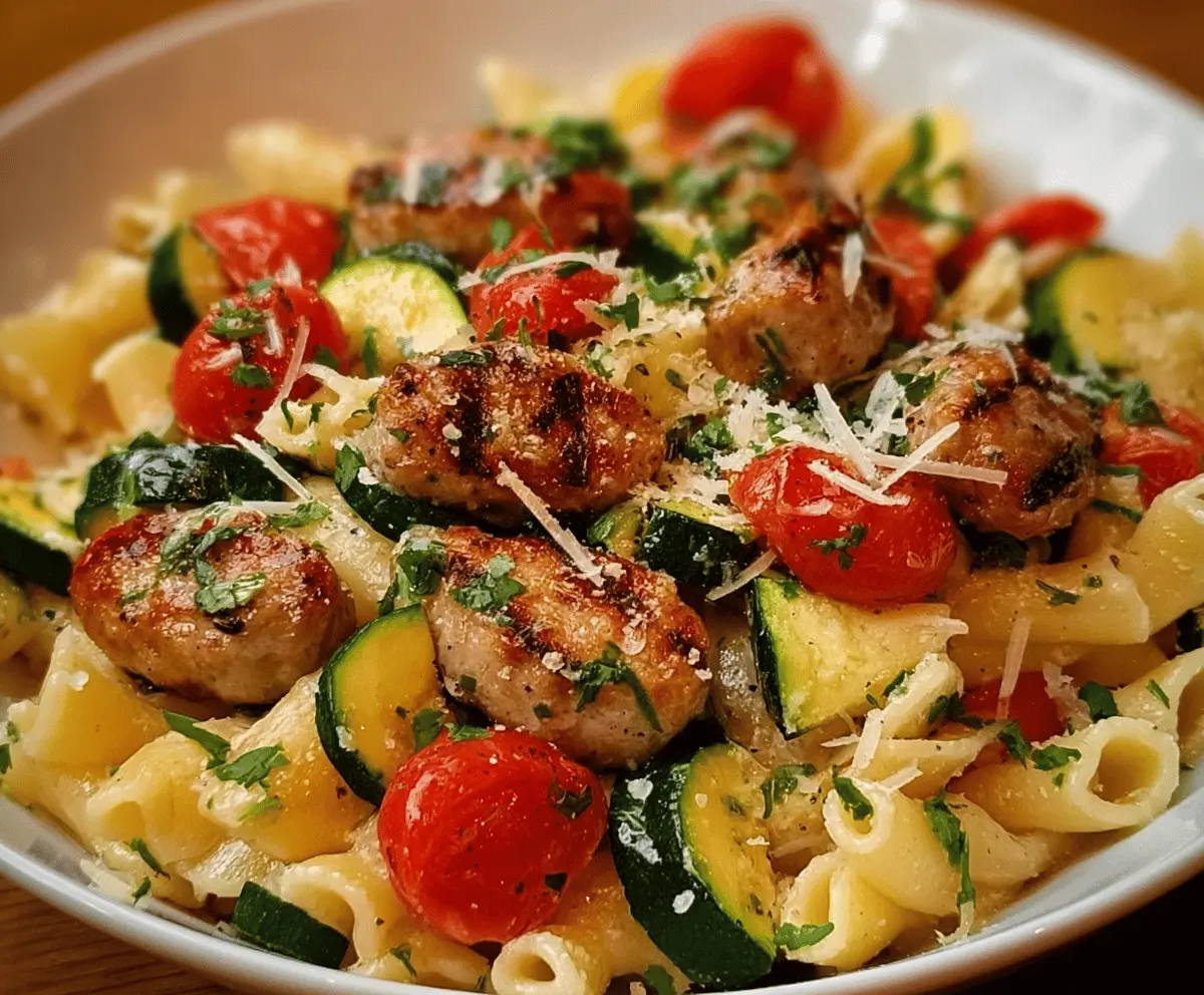 Easy Chicken Sausage Pasta with Zucchini and Tomatoes