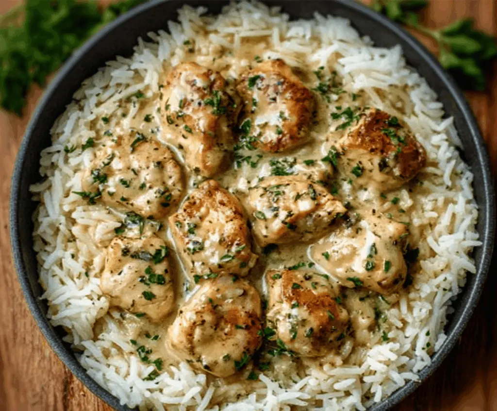 Creamy Herb Chicken & Basmati Rice – A Comforting, Flavor-Packed One-Pan Meal