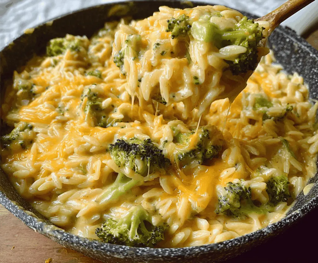 creamy one pot broccoli cheddar orzo quick delicious