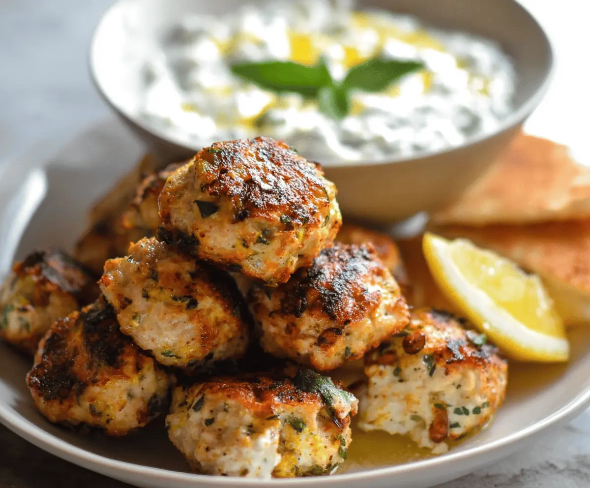 Greek Turkey Meatballs with Creamy Tzatziki Dip Recipe