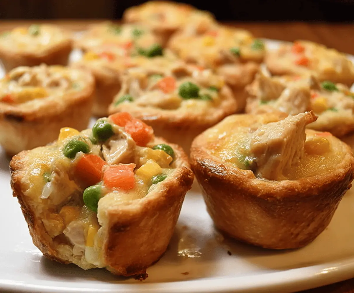 Delicious mini chicken pot pies with flaky golden crust and savory filling, perfect for individual servings
