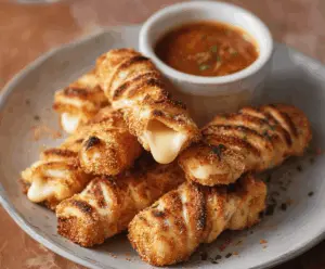 Delicious Mummy Mozzarella Sticks wrapped in spooky puff pastry for a fun Halloween appetizer