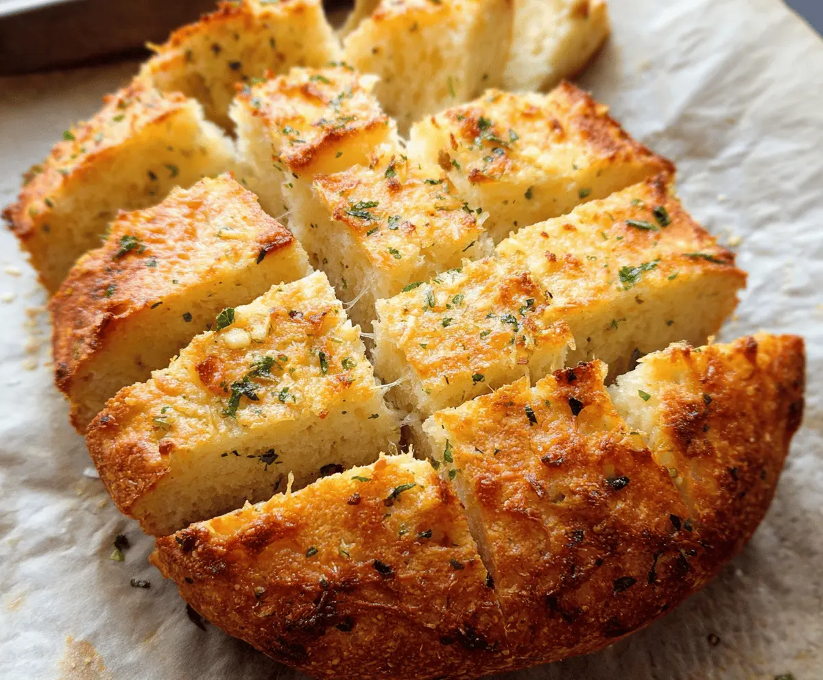 Golden Parmesan Garlic Artisan Bread fresh from the oven with crispy crust and soft, flavorful interior