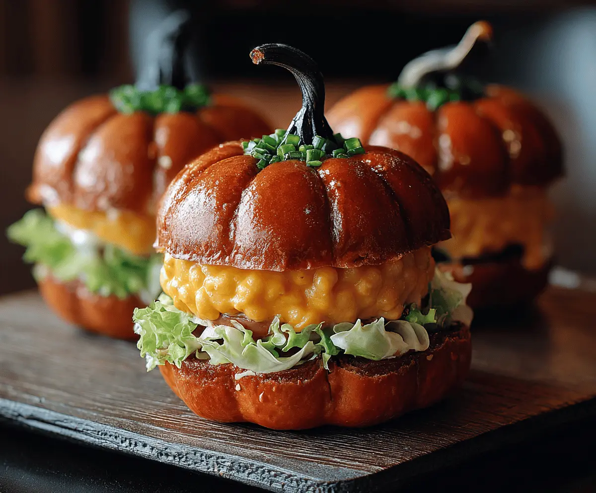 Delicious pumpkin-shaped sliders with colorful fillings on a serving plate, perfect for fall-themed gatherings.