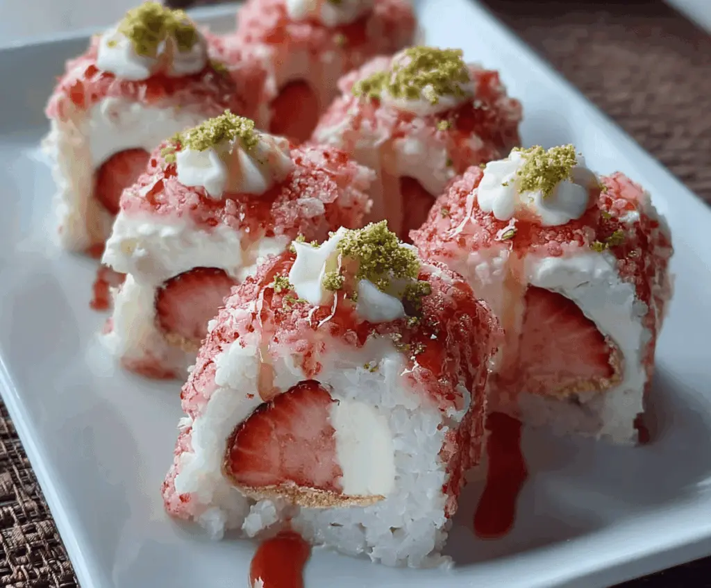 Strawberry Shortcake Sushi Rolls