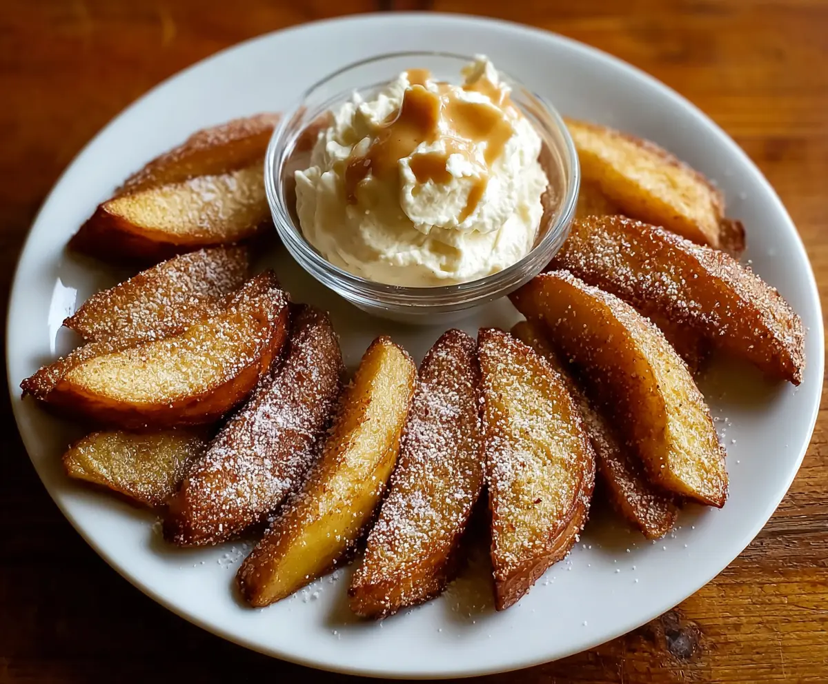 Crispy Air Fried Apple Wedges + Creamy Caramel Dip