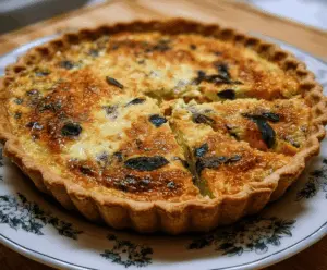 Delicious butternut squash and sage quiche on a plate, perfect for a vegetarian brunch.
