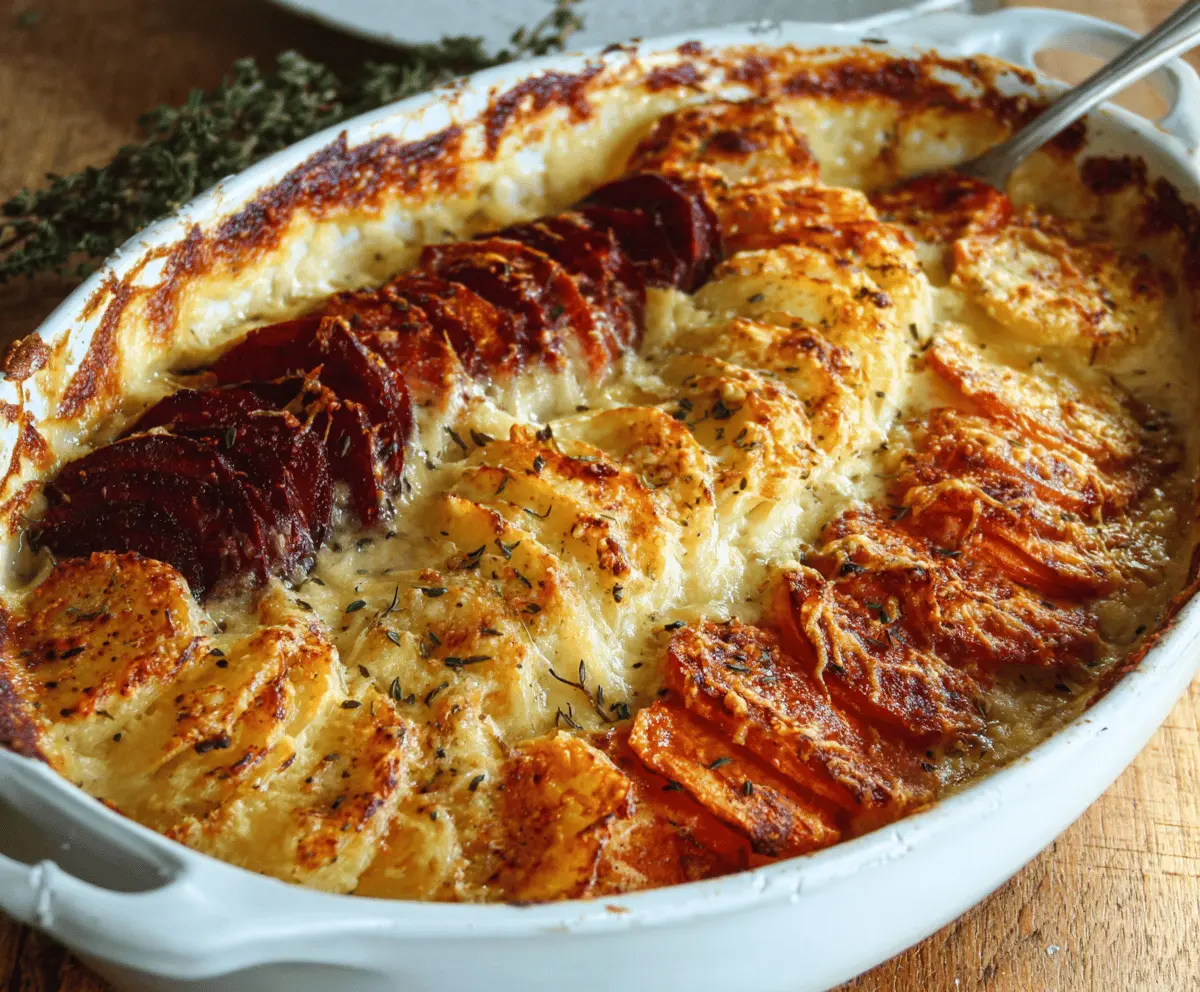 Easy Cheesy Root Veggie Gratin