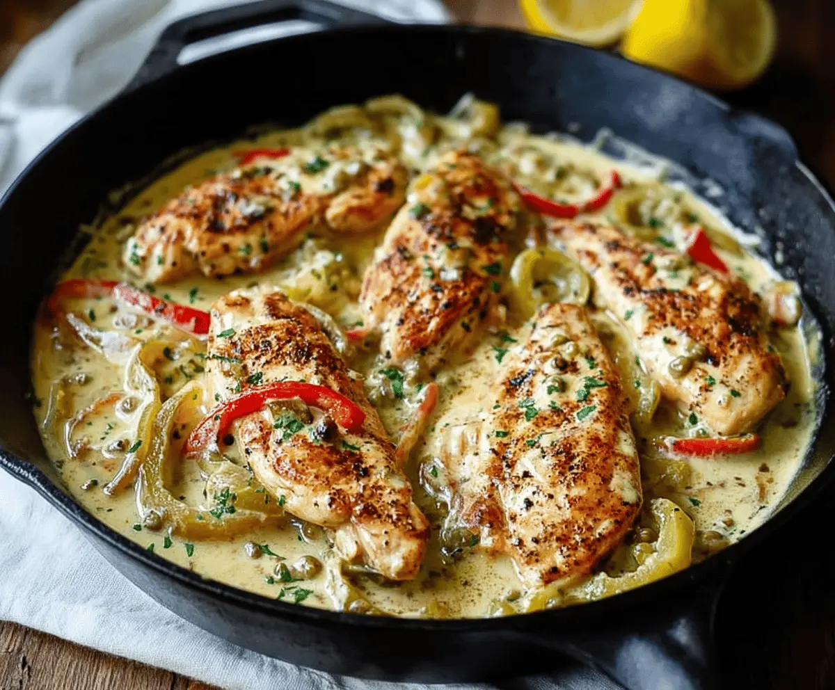 Easy Creamy Pepperoncini Chicken Skillet