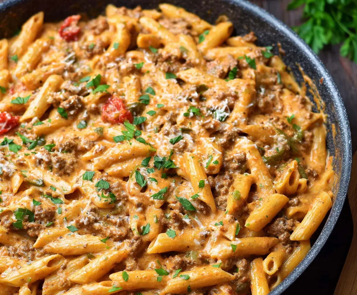 Easy Creamy High Protein Beef Pasta