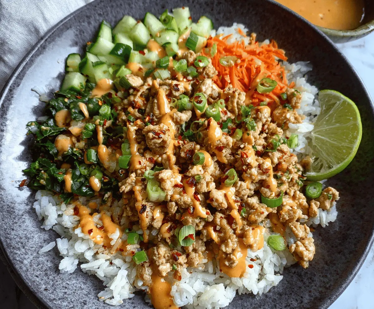 Easy Ground Turkey Rice Bowls with Zesty Bang Bang Sauce