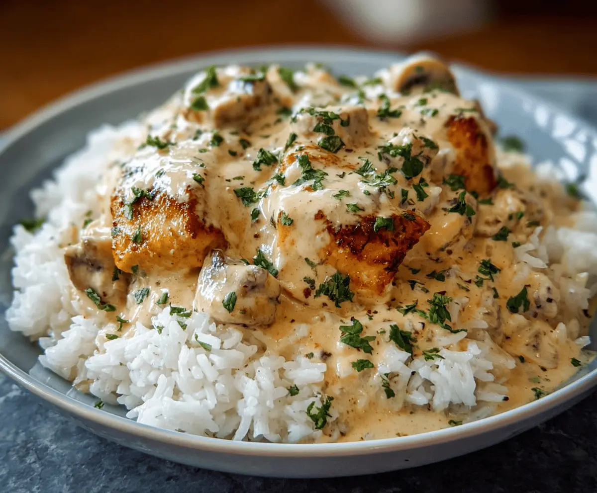 Easy Creamy Smothered Chicken & Rice