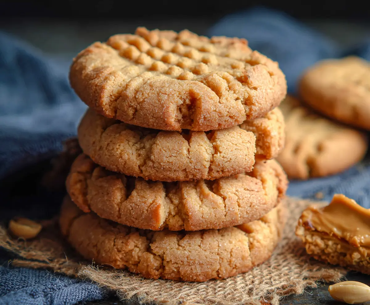 Delicious homemade peanut butter cookies on a baking tray.