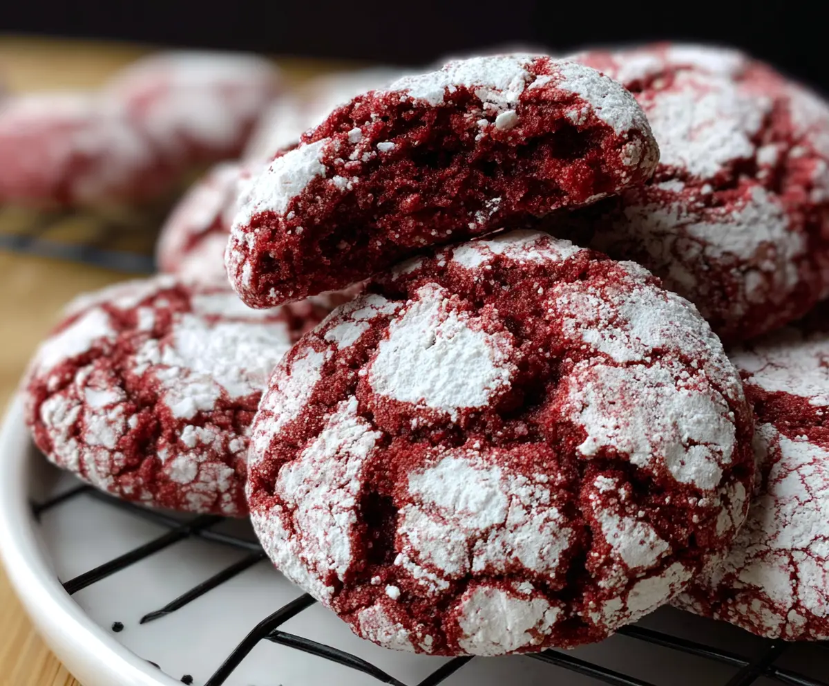 Soft Red Velvet Crinkle Cookies