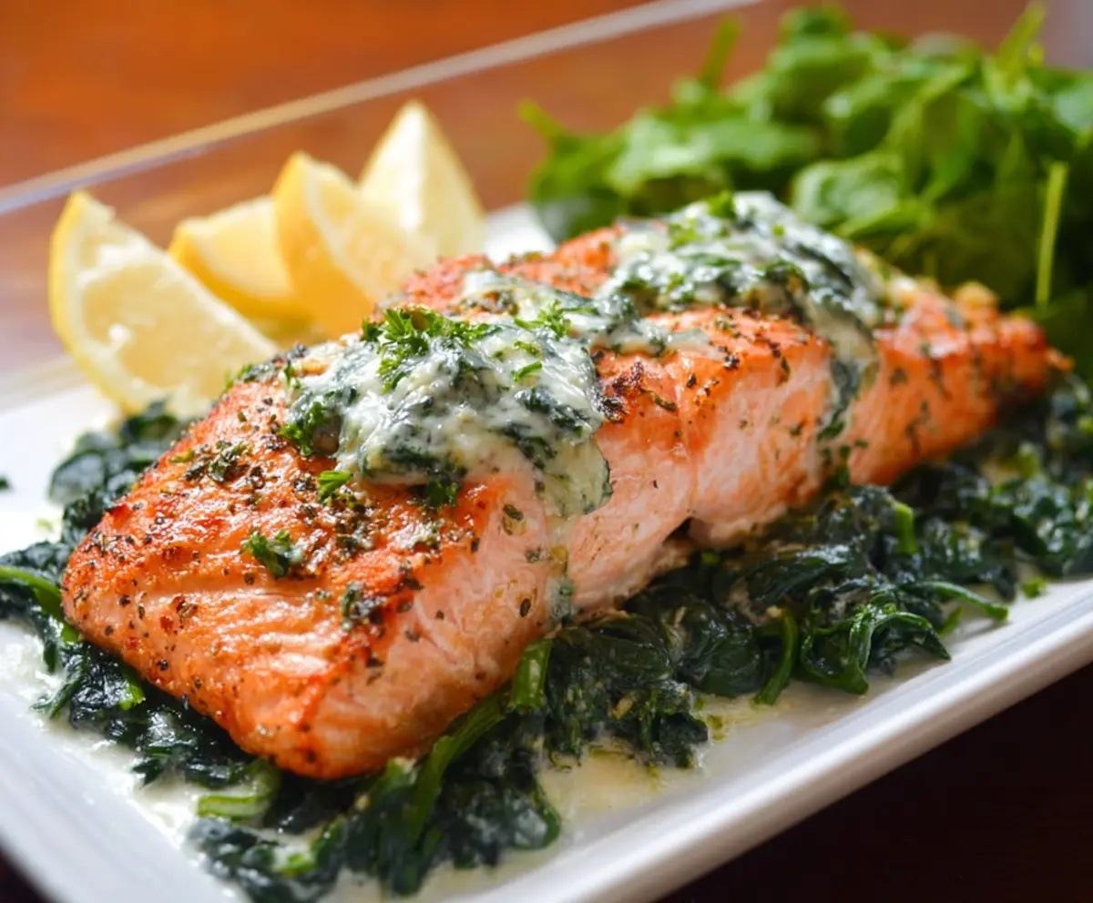 Easy Baked Salmon with Spinach