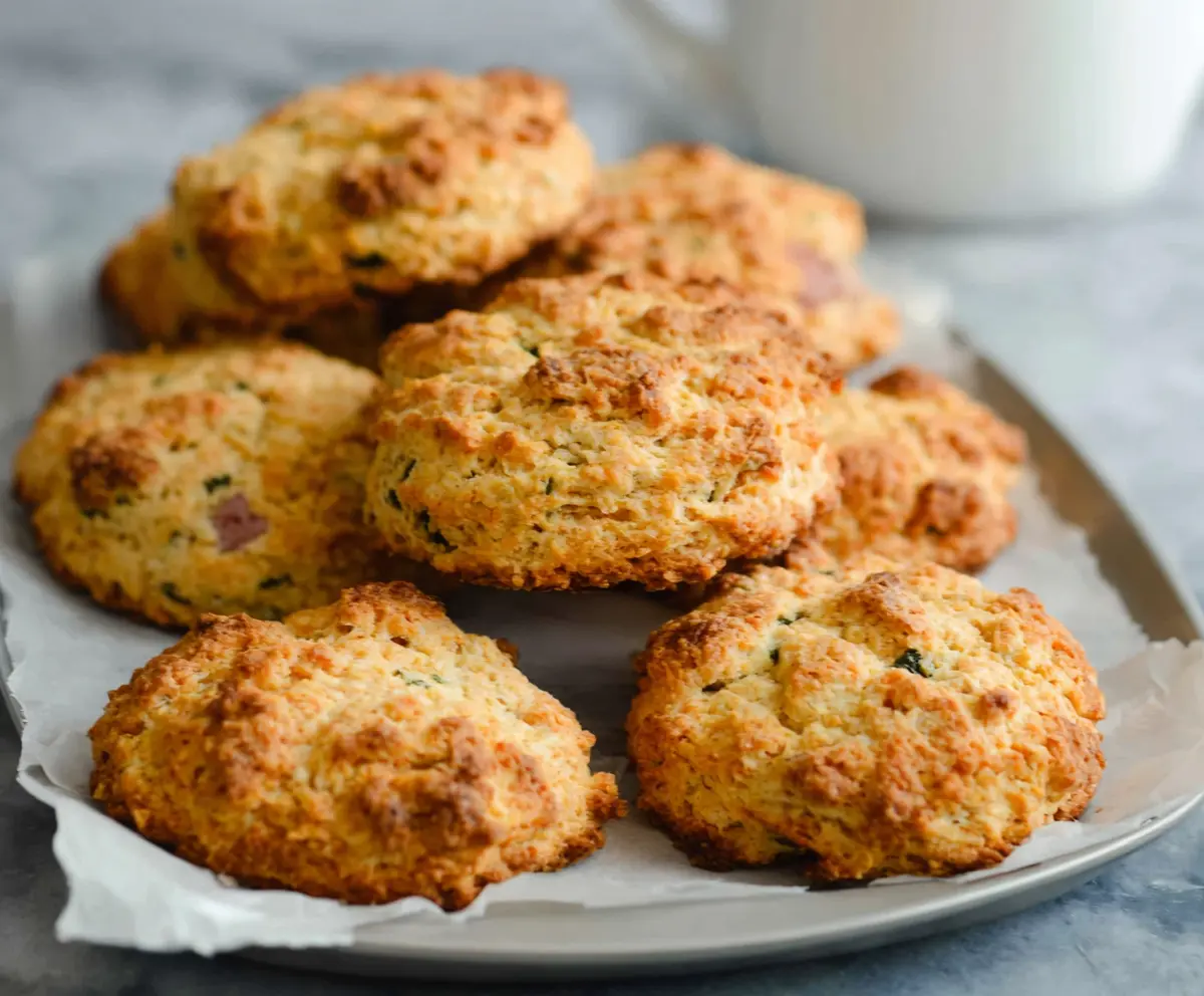 Homemade breakfast protein biscuits showing 14 grams of protein, perfect for a healthy start to your day.