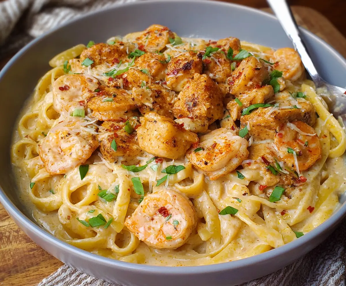 Creamy Cajun Chicken & Shrimp Alfredo