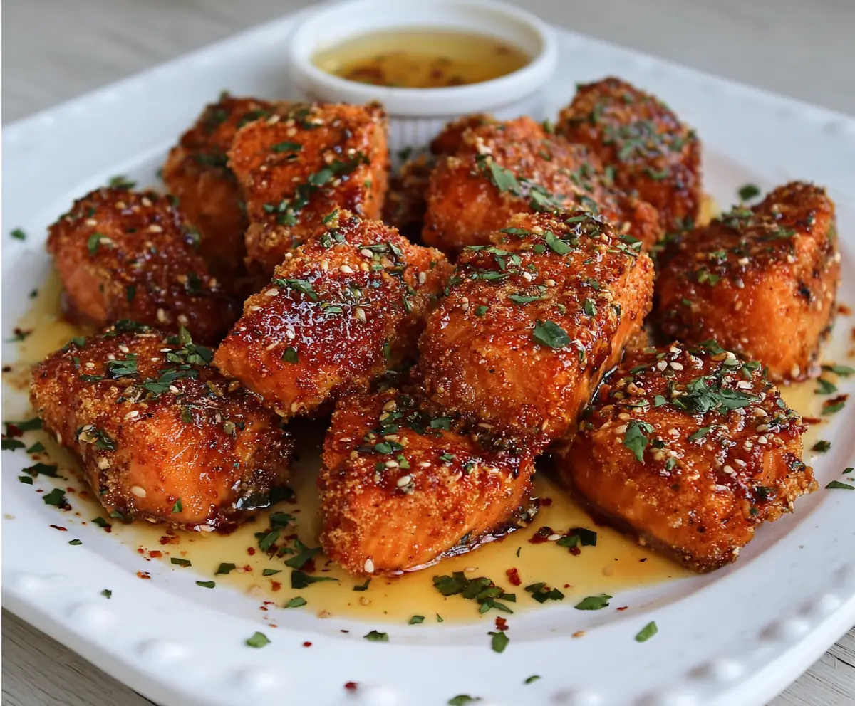 Crispy Honey Garlic Salmon Bites