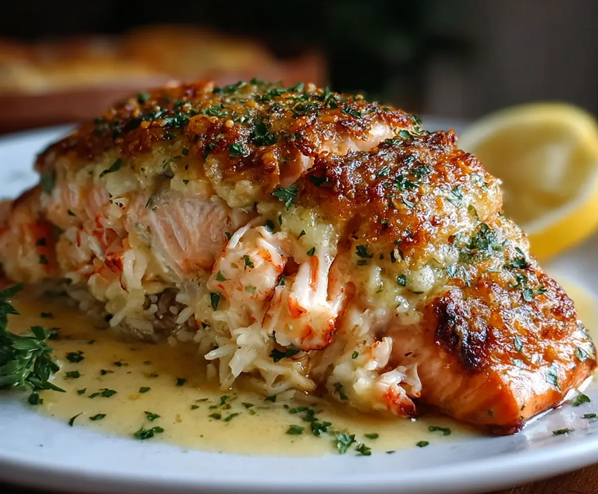 Easy Crab & Shrimp Stuffed Salmon