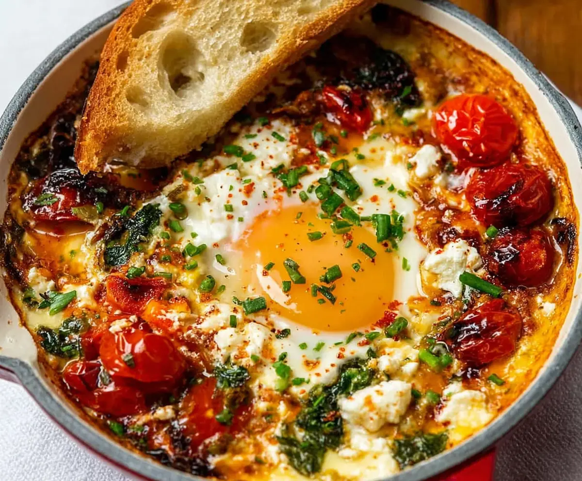 Easy Mediterranean Baked Feta Eggs