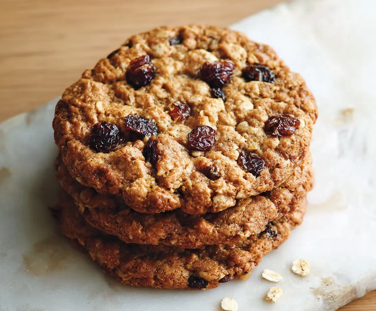 Delicious homemade oatmeal cookies fresh out of the oven, perfect for a sweet snack or dessert.