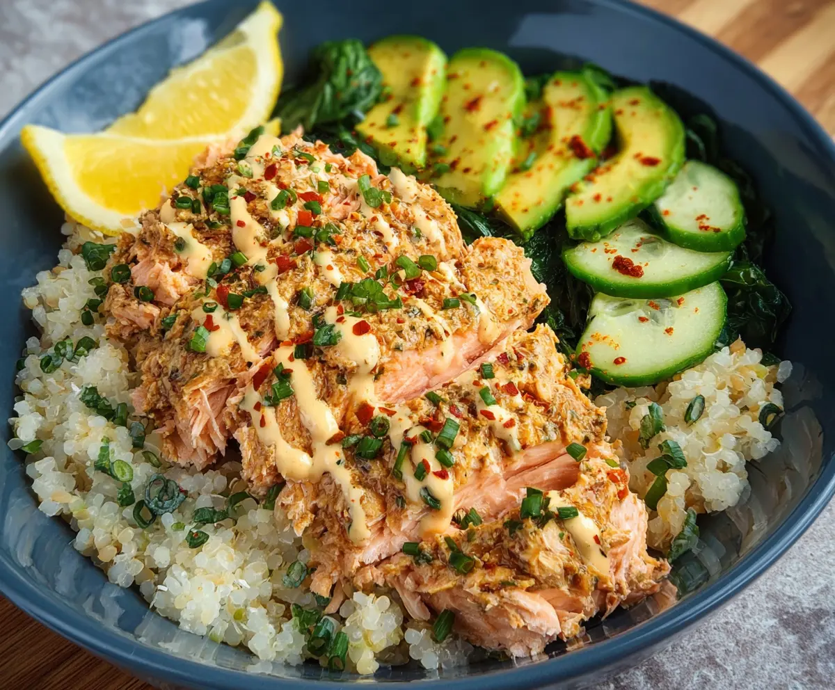Delicious quick and healthy canned salmon recipe served on a plate with fresh vegetables.