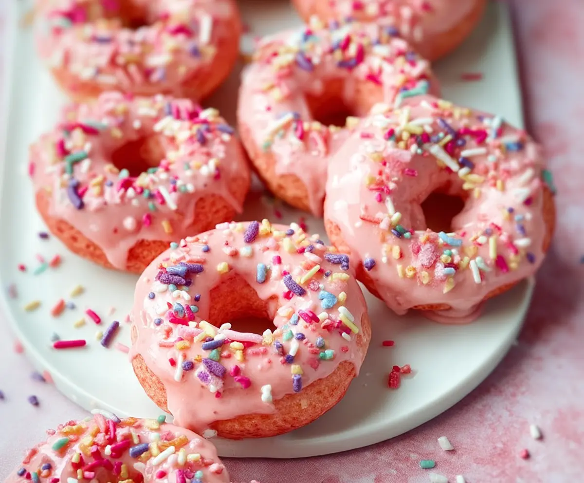 Delicious Valentine's Day donuts topped with fresh strawberries and pink icing for a sweet celebration.